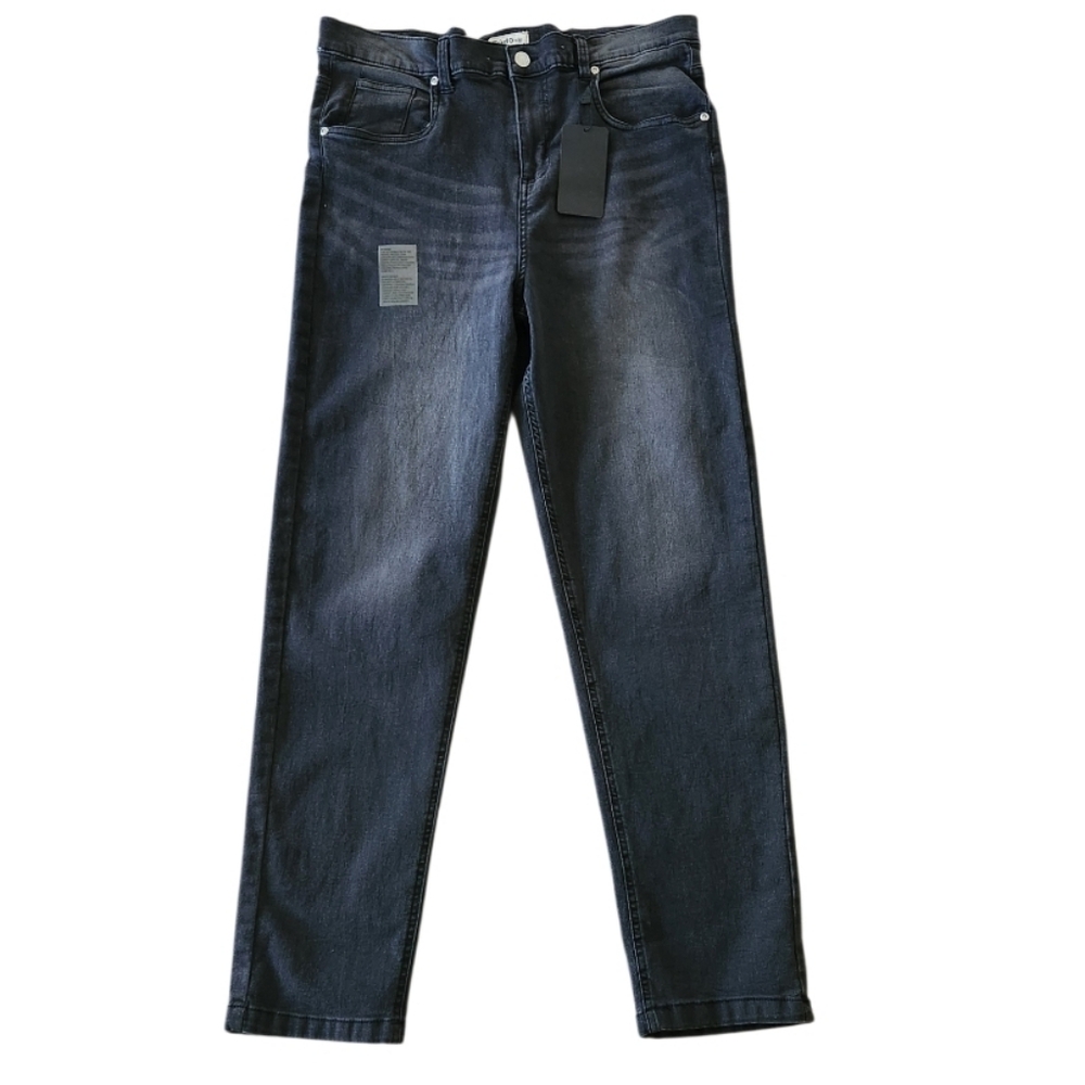 Black Wash Stretch Slim Leg Denim Jeans Sz Large
